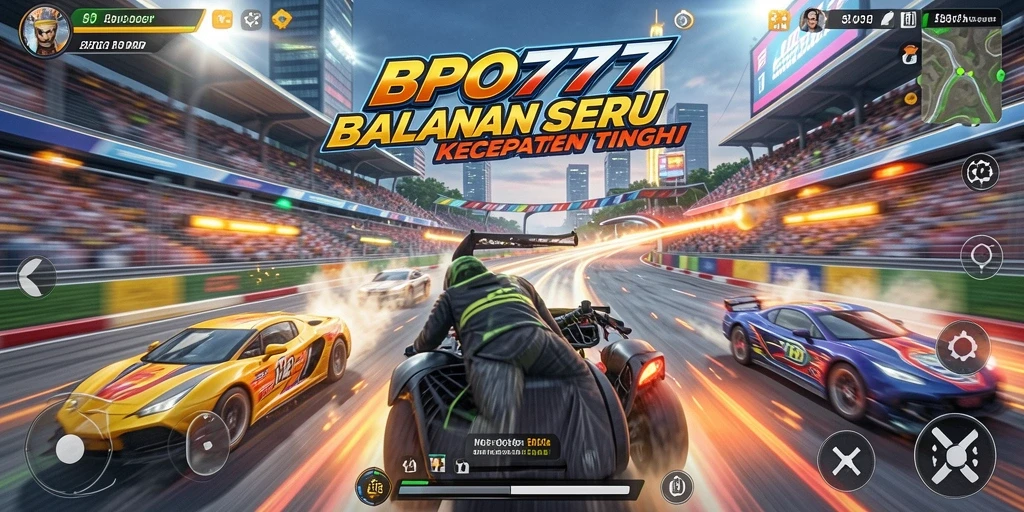 Screenshot gameplay BPO777 yang menunjukkan balapan seru dan grafik menawan.