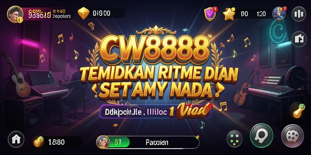 Tampilan gameplay CW8888 dengan berbagai instrumen musik virtual.