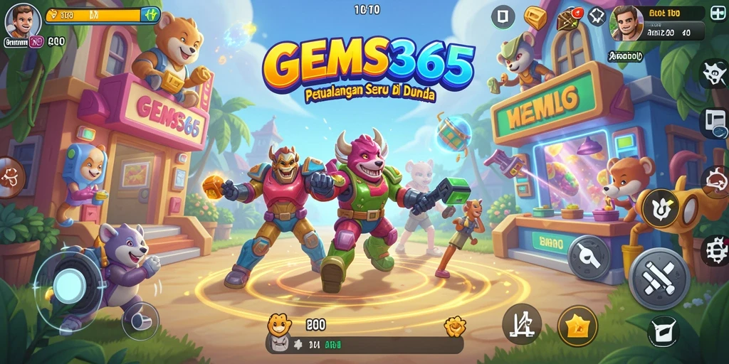 Screenshot gameplay GEMS365 menampilkan aksi seru dalam level Arcade.