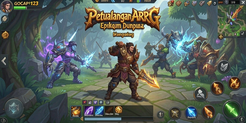 Screenshot utama GOCAP123 menampilkan aksi seru dalam pertarungan ARPG.