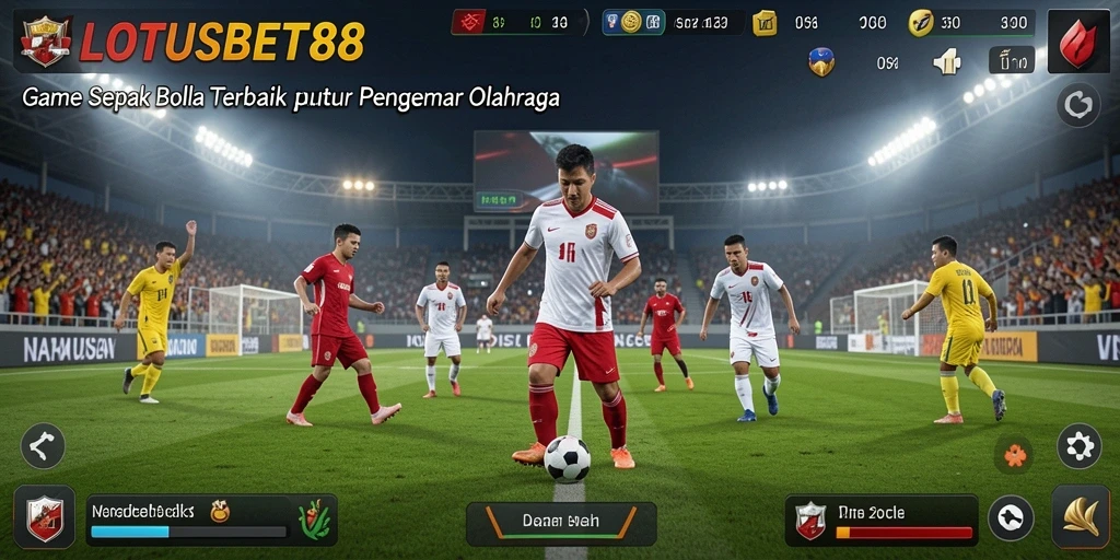 Tangkapan layar LOTUSBET88 menampilkan dinamika seru dalam permainan sepak bola.