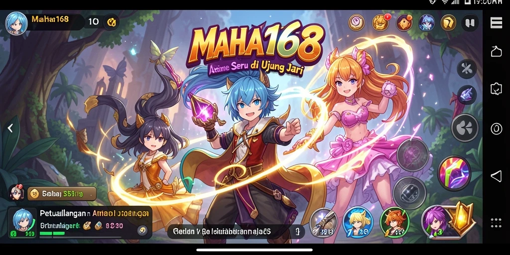Screenshot gameplay MAHA168 yang menampilkan karakter Anime dalam aksi.