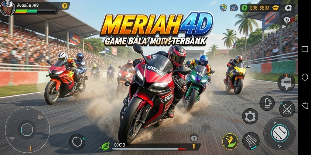 Gameplay seru MERIAH4D dengan motor balap yang cepat.