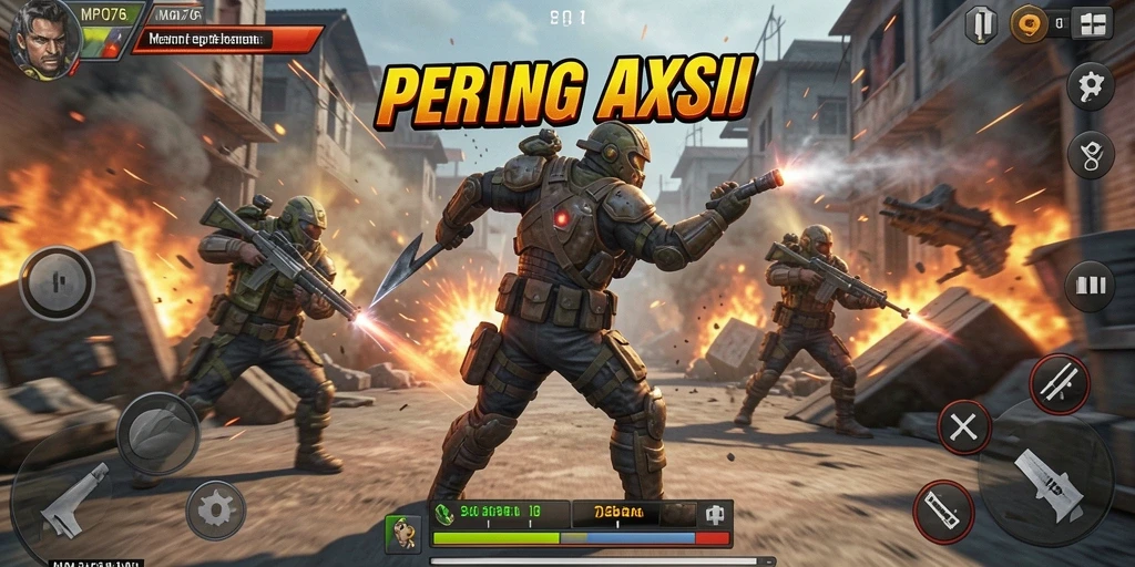 Tangkapan layar utama MPO76 yang menunjukkan pertarungan aksi yang mendebarkan.