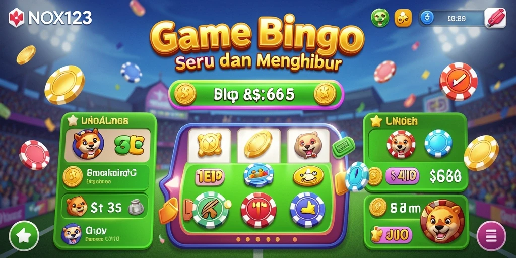 Tangkapan layar gameplay NOX123 dengan pemain aktif bersaing dalam Bingo.
