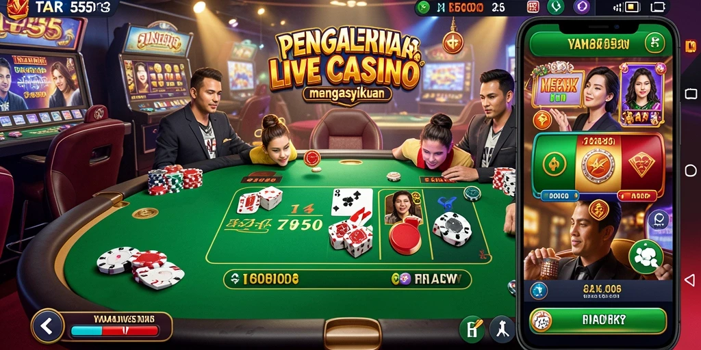 Tangkapan layar menunjukkan dealer Live Casino yang berinteraksi dengan pemain.